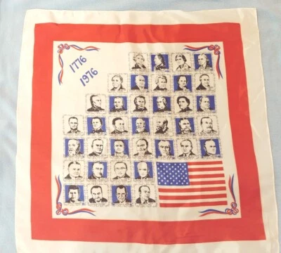 Bufanda Presidentes Bicentenario 1976 De Colección ~ Acetato 26"x26" Muy Rara Difícil de Encontrar Foto 1 de 4