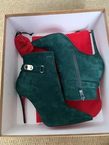 Christian Louboutin Lock So Kate Booty Suede Ankle Boots 100 I 37 4 I New In Box - Picture 1 of 16