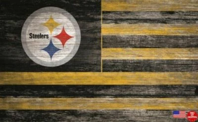 Pittsburgh Steelers 3X5 Flag Man Cave 3 x 5 Banner Vintage Wood Style USA New - Image 1 of 4