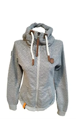 Naketano women's hoodie size S gray black zip hooded hearts - Image 1 of 4