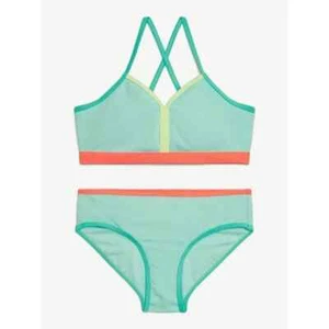NEW Justice Girls Mint Splash Bikini Set Size Large 12/14 Cross-Back Swimsuit - Picture 1 of 2