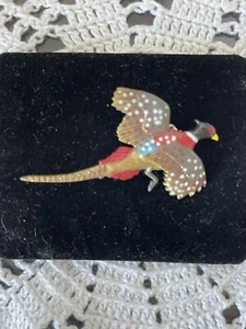 Pheasant Brooch Vintage Plastic - Picture 1 of 4