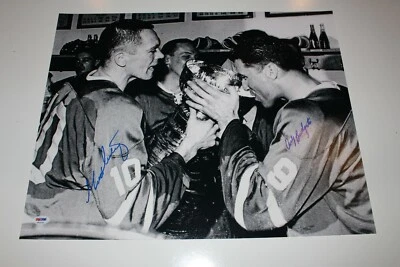 GEORGE ARMSTRONG & ANDY BATHGATE SIGNED MAPLE LEAFS 16X20 PHOTO PSA/DNA COA - Image 1 of 4