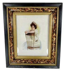 Frame Faux Tortoiseshell Woman Chair Print 609 A Fox Philadelphia 1908 Antique O - Picture 1 of 19