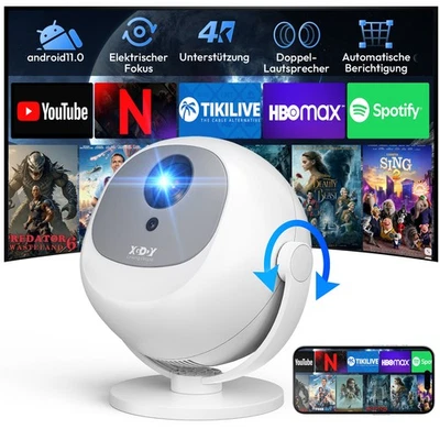 XGODY Gimbal A2 4K Projektor Android Beamer Bluetooth Smart LED WiFi Heimkino - Bild 1 von 4