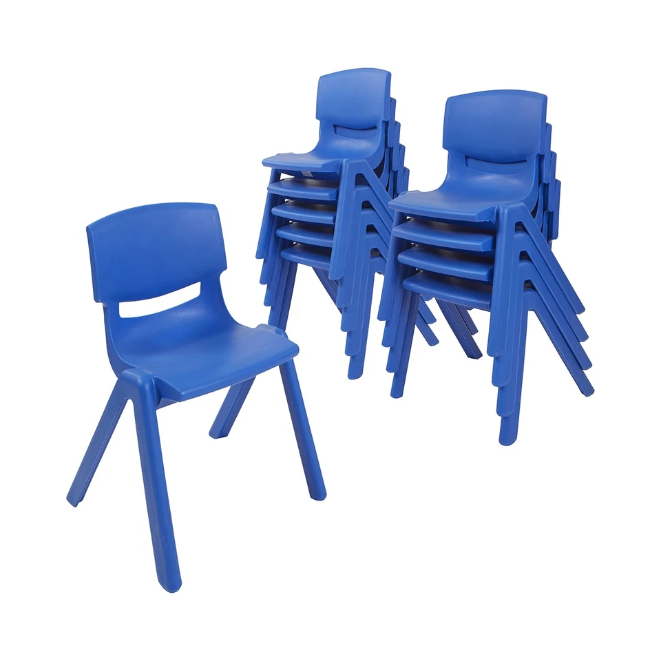 12in Plastic School Stack Chair, Classroom Furniture, Blue, 10-Piece - Image 1 of 4