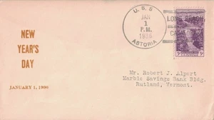 1 Jan 1936 Naval Cover, New Year's Day, USS Astoria CL-34 - Picture 1 of 2
