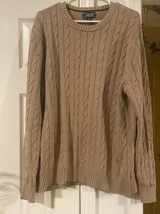 Lands’ End Drifter Sweater, Cable Knit Fisherman, Men Sz XL, 100% Cotton Camel - Picture 1 of 6