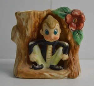 Vintage Elfe Pixie Pflanzgefäß MCM Japan Sammlerstück Vase Acme China Baumstumpf Garten - Bild 1 von 14