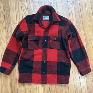 Vintage Maine Guide Red Black Flannel Shirt Jacket Outerwear Styles By Congress - Picture 1 of 11