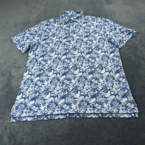 Johnnie-O Men’s XL Polo Shirt Manu Golf Blue White Tropical Floral Performance - Picture 1 of 10