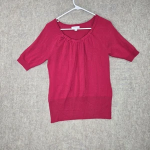 New York & Company Womens Short Sleeve Scoop Neck Sweater Pink Size M Acrylic - Picture 1 of 6
