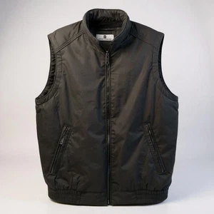 Pierre Balmain Vest Mens Large Black Zip Up Sleeveless Jacket Outerwear Pockets - Picture 1 of 10