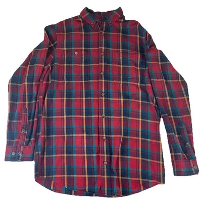 Duluth Trading Flannel Men’s Large Tall Slim Fit Cotton  Red Shacket - Image 1 of 4