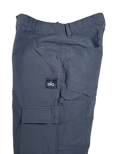 ALO All That Trouser Pants Womens Cargo Wide Leg Black Nylon Lightweight Loose - Picture 1 of 11