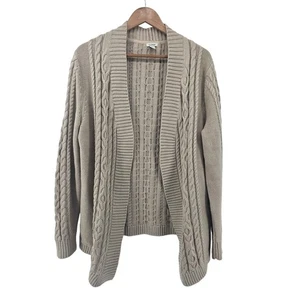 Cardigan maglione donna L. L. Bean marrone maglia cavo aperto davanti 1X cotone - Foto 1 di 5