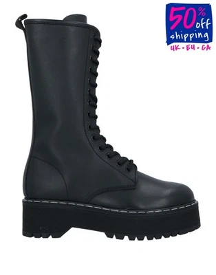 PVP€170 FX FRAU Botas de Combate de Cuero US9 UK6 EU39 Negras Hechas en Italia Foto 1 de 4