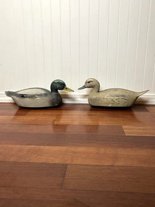 1954 Fairfax 14" Featherlite STM 55 Duck Decoy Set Of 2 Mallard  - Hen and Drake - Picture 1 of 19