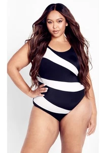 Avenue Women's Plus Size Tropics Spliced 1Pc - Picture 1 of 31