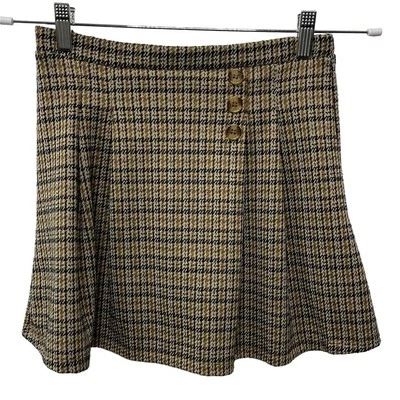 Minifalda plisada cintura alta con patrón a cuadros Knitworks amarilla junior talla XL/16 Foto 1 de 4