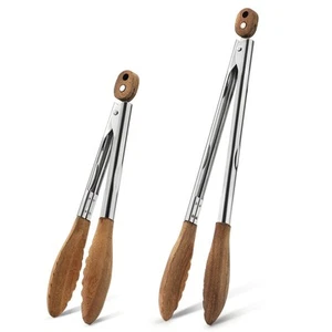 Wooden Kitchen Cooking Tongs Wooden Tongs 2-Piece Set (9-Inch/12-Inch Walnut)... - Picture 1 of 7