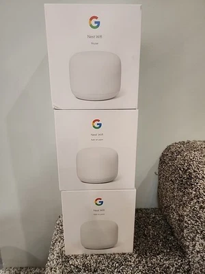 Google Nest WiFi Router Mesh AC2200 H2D With 2 Add-On Points - Image 1 of 4