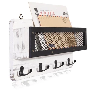 Mail and Key Holder for Wall Decorative, Wooden Wall Mount Key Rack Hanger Or... - Picture 1 of 7