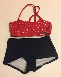 Op Girls SwimSuit Set XS 4-5 Stars Red Blue UPF 50+ - Picture 1 of 2
