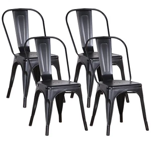 Pack de 4 Sillas de comedor de metal y madera estilo industrial tolix Negro - Imagen 1 de 11