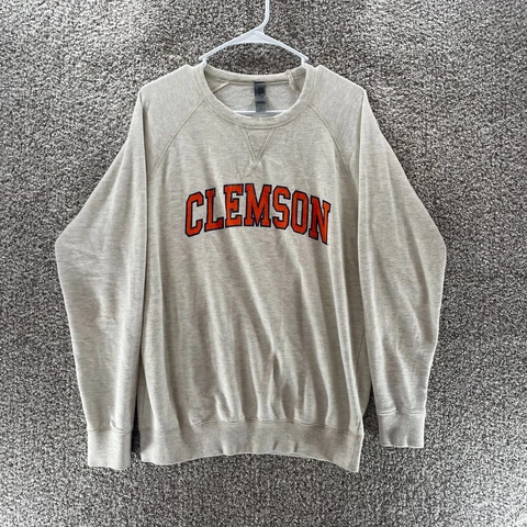 Clemson Tigers Sweatshirt Mens Medium Grey NCAA Football Pullover Cotton Logo Cover