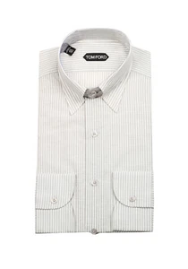 Camisa de vestir TOM FORD gris a rayas cuello alto talla 40/15,75 EE. UU. nueva con etiquetas - Imagen 1 de 3