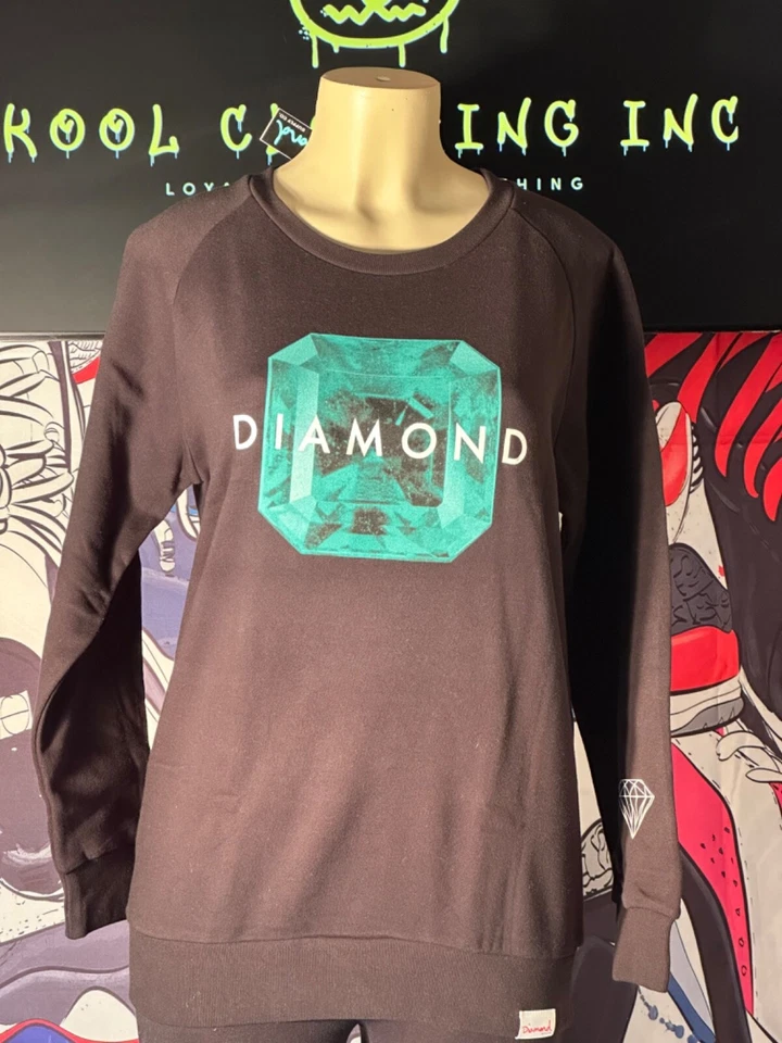 Diamond Supply Co. Sudadera Negra Floral Cuello Redondo Mujer Talla Grande Usada en Excelente Condición Foto 1 de 1