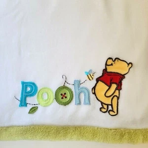 Disney Kids Line WINNIE THE POOH White Green POOH Plush Baby Blanket 30"x40" - Picture 1 of 4