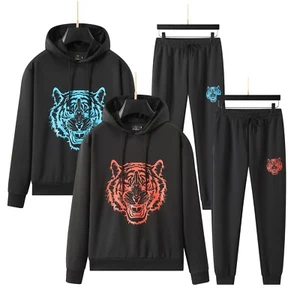 Men's TIGER Print Tracksuit Set Zipped Pockets Scuba Designer Sweatshirt Joggers - Picture 1 of 23