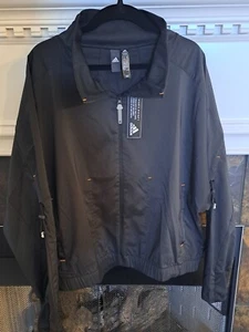 NWOT Adidas Primeblue Zip up Jacket Made W/ Ocean Plastic 1XL Black Vented Back - Picture 1 of 10