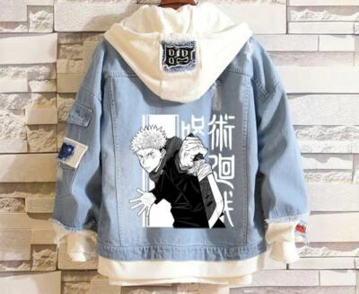 Jujutsu Kaisen Cosplay Anime Manga Kapuzen Jeans Jacke Hoodie Hooded Coat Jacket - Bild 1 von 4