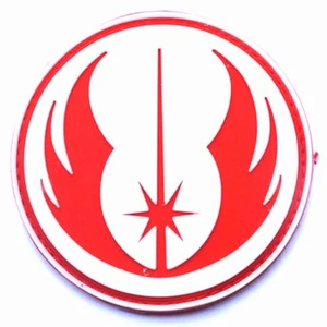 3D PVC JEDI ORDER STAR WARS LOGO GUMMI HOOL LOOP AUFNÄHER ABZEICHEN WEISS ROT - Bild 1 von 6