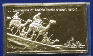 Proof Ster.Silver Ingot Bar 1oz Gold El/Pl ..LawrenceOfArabiaLeadsDes...#97 - Picture 1 of 6