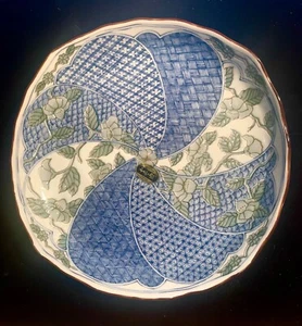 Cobalt Blue and Green Asian Plate 8-1/2”, Utsuwa-No-Yakata Japan - Picture 1 of 3