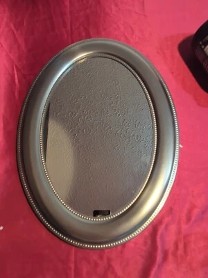 椭圆形银色闪亮串珠镜面闪亮墙面装饰 24x 17.5  — 第 1/4 张图片