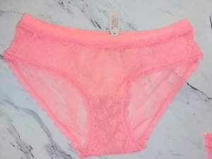 Victorias Secret Panties Size Large Orange Lace See Through Y2K 2012 NWT - Picture 1 of 15