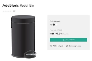 Hansgrohe Addstoris Pedal Bin 41775670 Black New RRP £99.36 - Picture 1 of 1