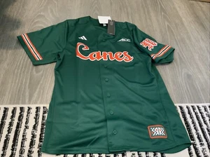 adidas Miami Hurricanes Baseball Jersey Men’s Size: Medium Green NWT - Picture 1 of 6