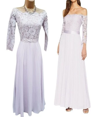 8 UK Coast Imi Lace Maxi Dress Blush Lilac Pleat Wedding Bridesmaid Maxi Dress  - Image 1 of 4