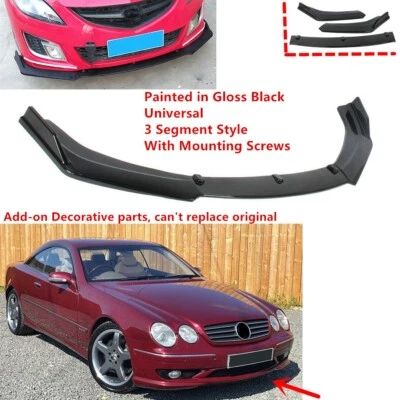 Add-on Universal For Benz CL55 CL500 1999-2006 Front Lip Spoiler Splitter Black Foto 1 de 4