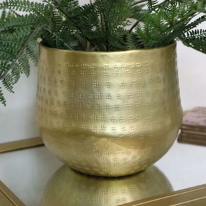 Small Round Gold Patterned Planter - Picture 1 of 2