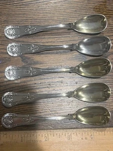 5 1840s Jones & Ball Boston MA coin silver Kings Pattern egg demitasse spoons 4” - Picture 1 of 4
