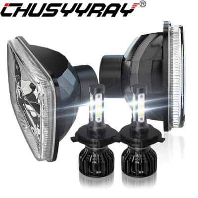 Par de faros LED cromados de haz alto-bajo de 5x7" 7x6" para Dodge D150 D250 D350 Foto 1 de 4