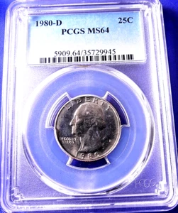 1980-D 25C Washington Quarter-PCGS #5909 Grade MS64--427-1 - Picture 1 of 3