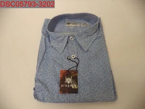 NWT - Aragaza Men's Blue Floral Pattern Long Sleeve Button Up Shirt, Size 2XL - Picture 1 of 7